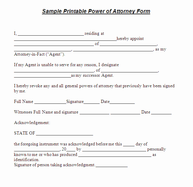 Free Power Of attorney forms Luxury Free Printable Power attorney Template form