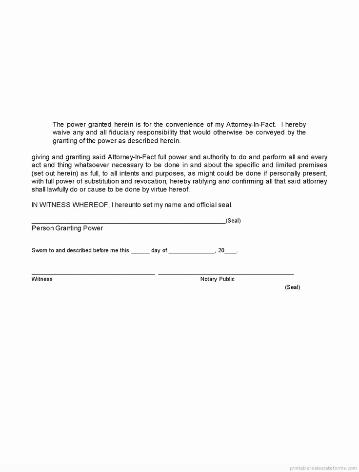 Free Power Of attorney Fresh Sample Printable Limited Power Of attorney form