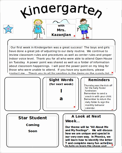 kindergarten newsletter template
