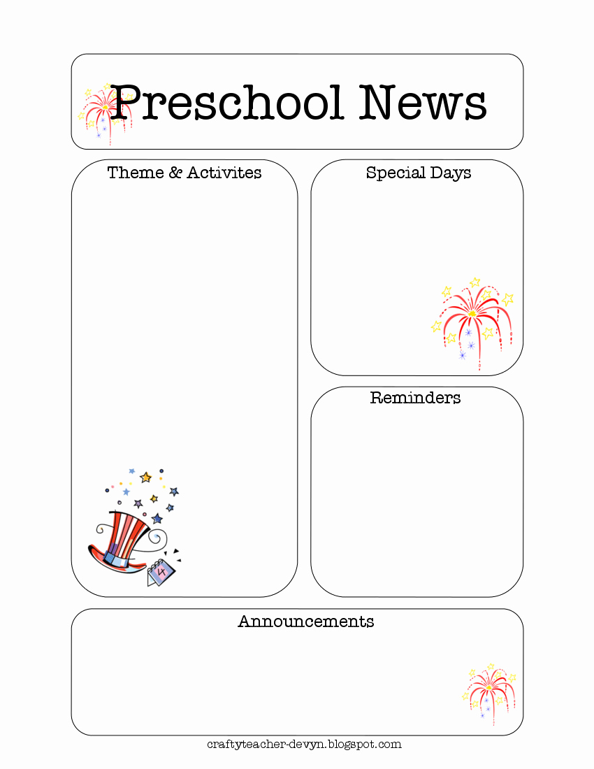 Free Preschool Newsletter Templates Fresh July Preschool Newsletter Template