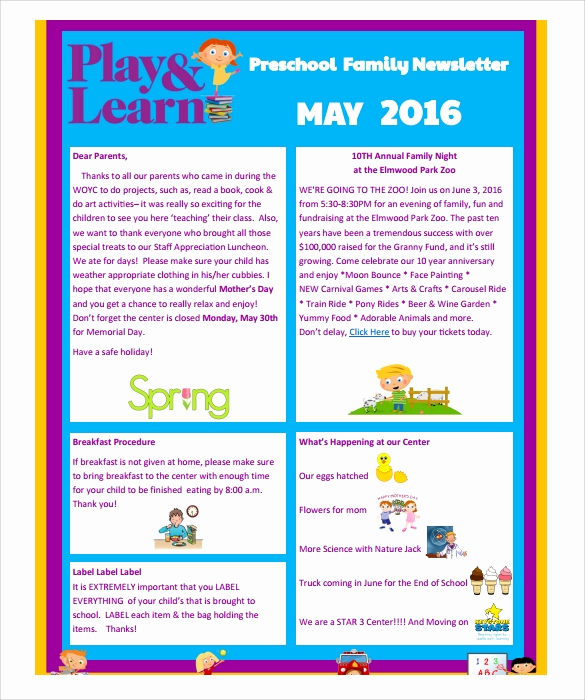 Free Preschool Newsletter Templates Inspirational Sample Preschool Newsletter 8 Free Download for Word Pdf