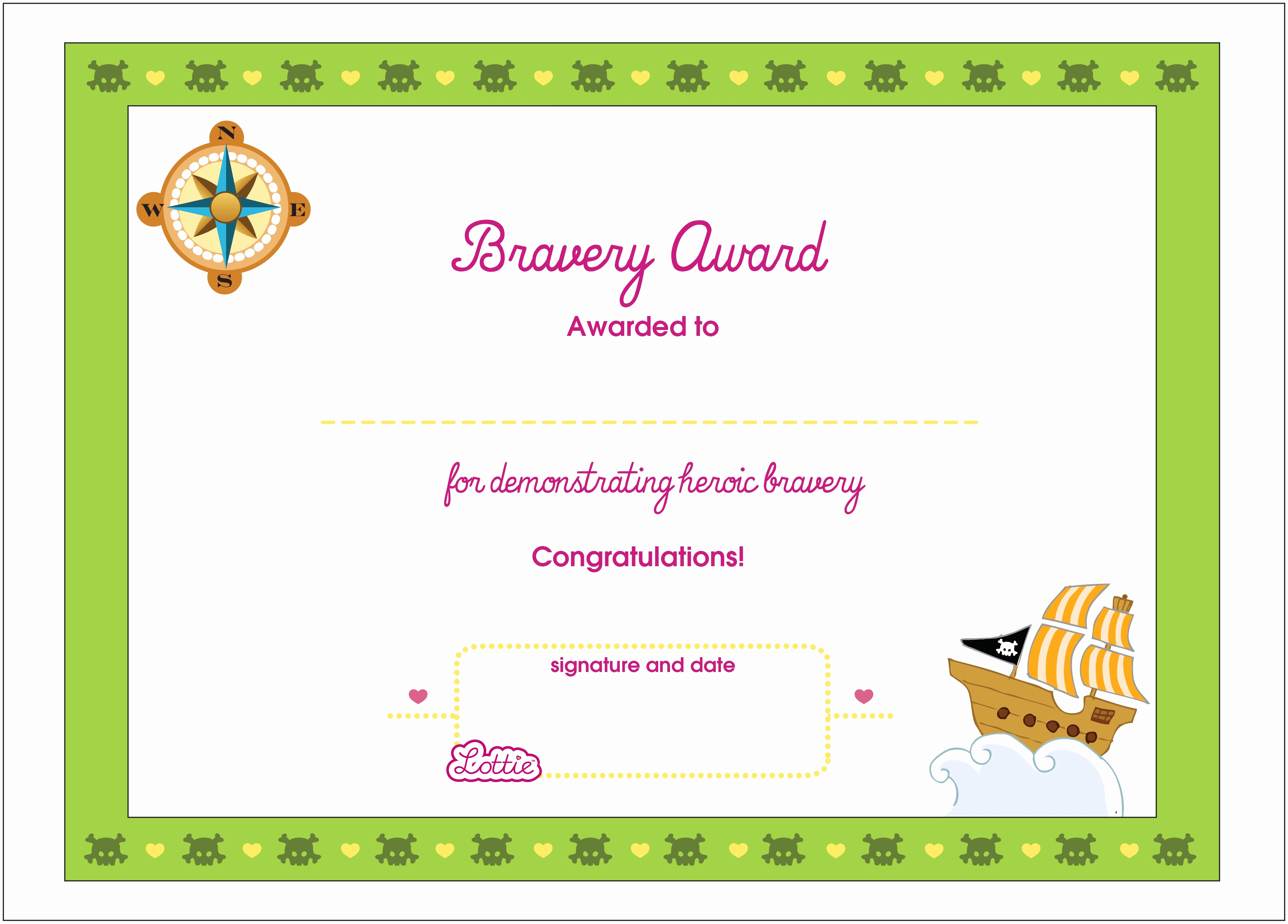 Free Printable Award Certificates Awesome Bravery Printable Award Certificate – Lottie Dolls