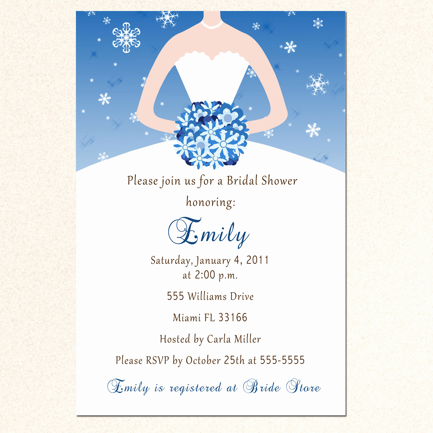 Free Printable Bridal Shower Invitations Inspirational Winter Bridal Shower Invitation Card Snowflake Silver Blue