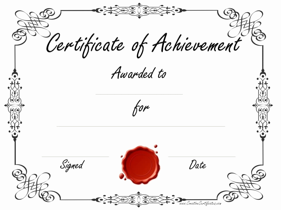 Free Printable Certificate Templates Inspirational Free Customizable Certificate Of Achievement