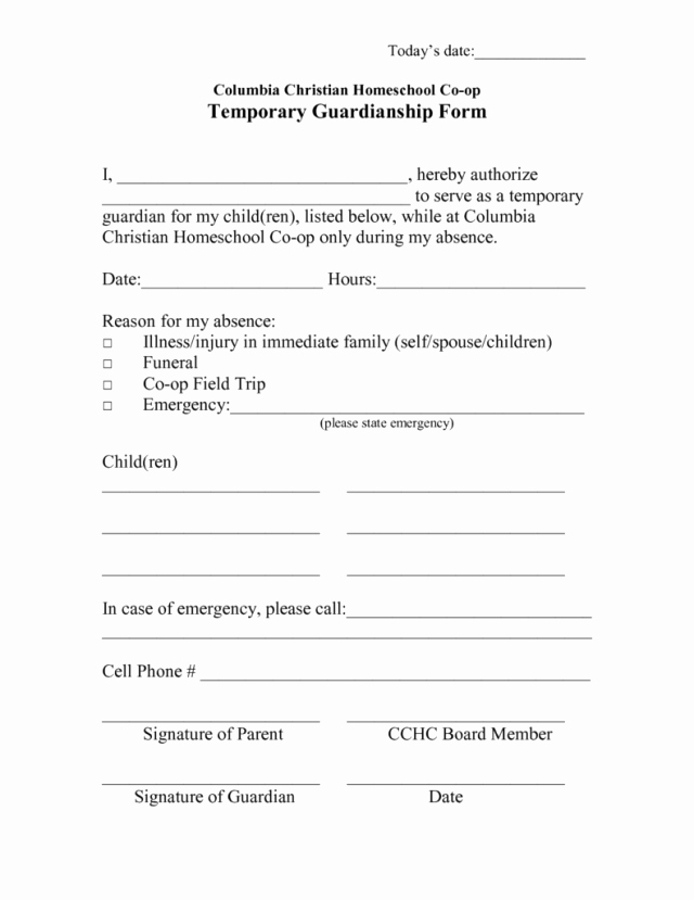 Free Printable Child Guardianship forms Best Of Temporary Guardianship form Free Download the Best
