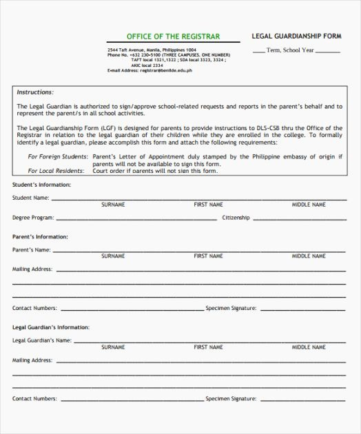 30 Free Printable Child Guardianship Forms