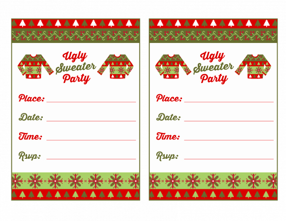 Free Printable Christmas Invitations New Free Ugly Sweater Party Printables