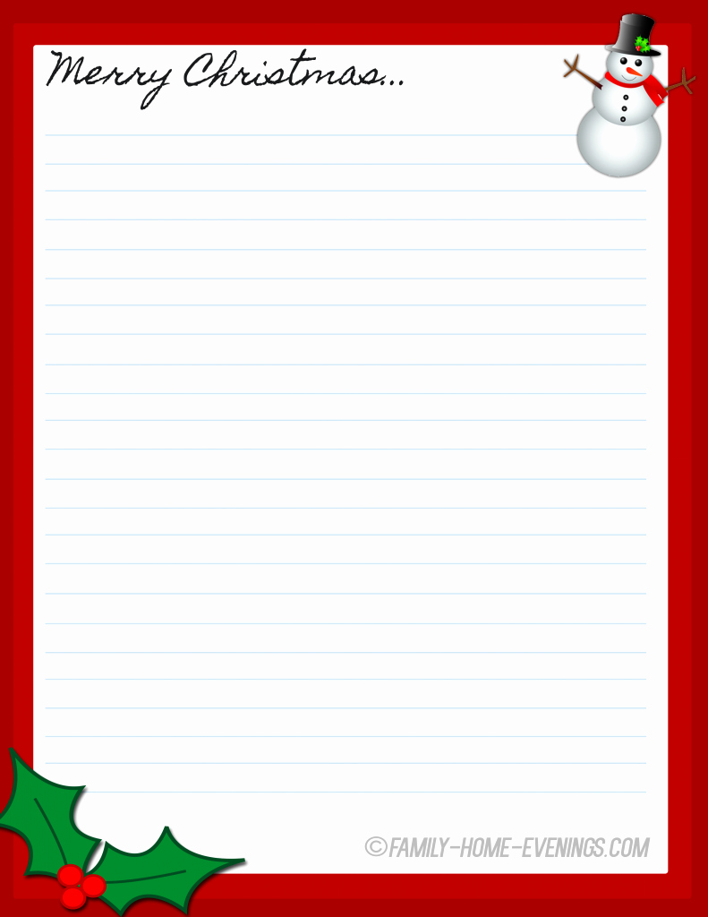 Free Printable Christmas Stationery Paper Awesome Family Home evening Christmas Stationary Free Printable