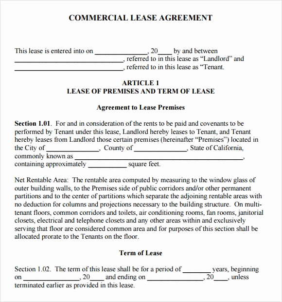 Free Printable Commercial Lease Agreement Beautiful 6 Free Mercial Lease Agreement Templates Excel Pdf