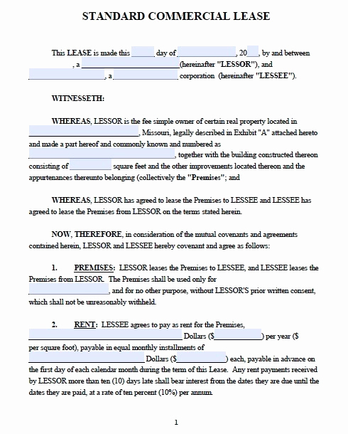 Free Printable Commercial Lease Agreement New Free Mercial Lease forms Tario form Resume