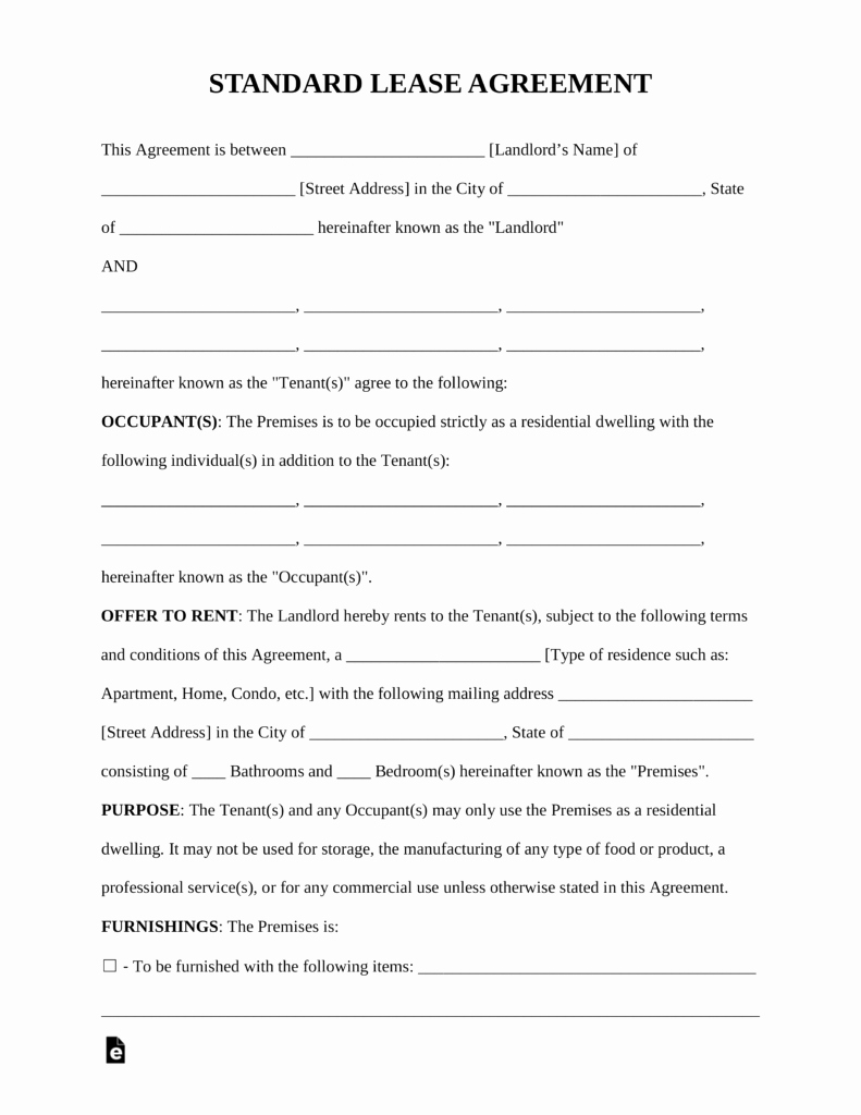 Free Printable Commercial Lease Agreement Unique Free Standard Residential Lease Agreement Template Pdf