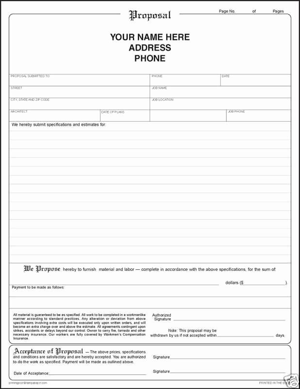 Free Printable Construction Contracts Fresh Printable Blank Bid Proposal forms