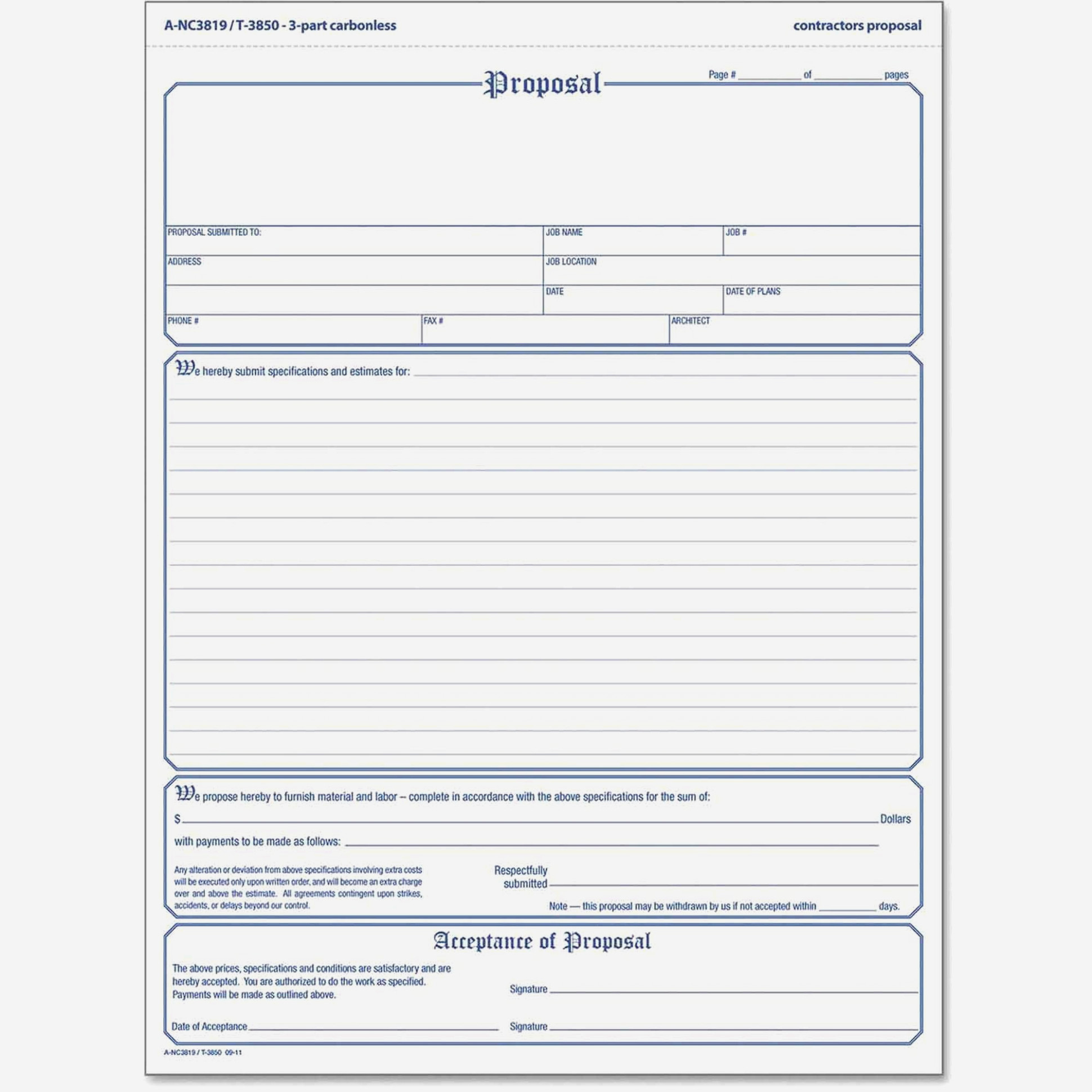 Free Printable Contractor Bid Forms