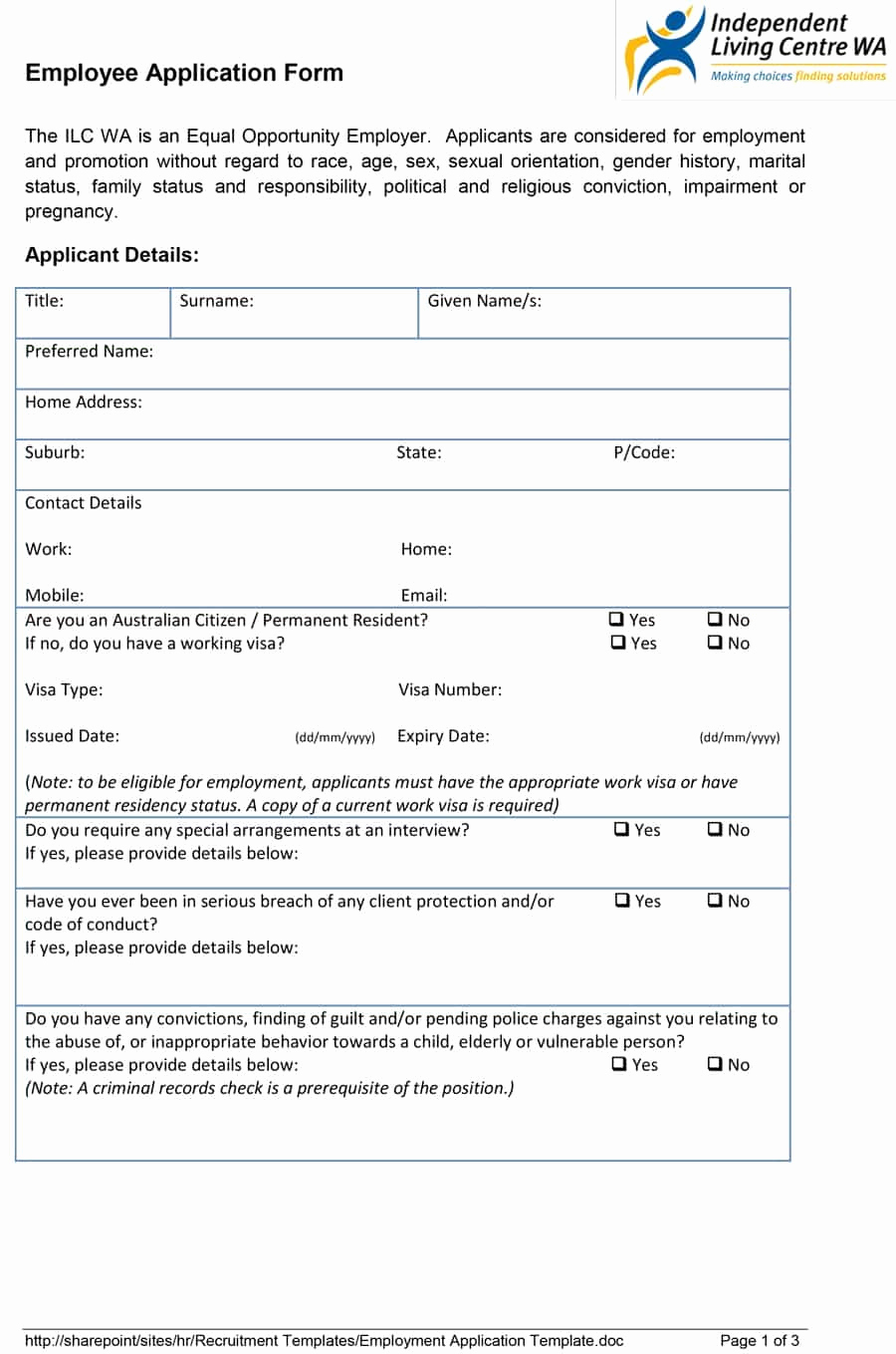 Free Printable Employment Application Awesome 50 Free Employment Job Application form Templates