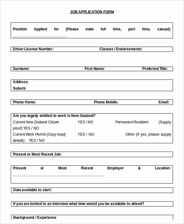 Free Printable Employment Application Lovely Blank Job Application 8 Free Word Pdf Documents