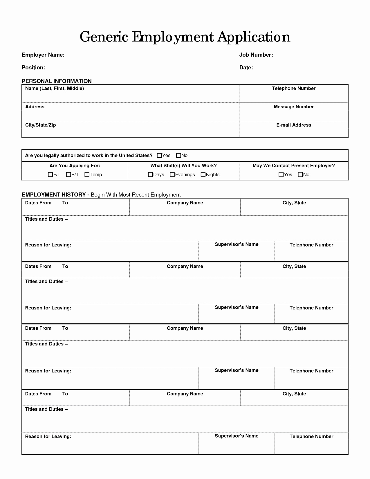 Free Printable Employment Application New 9 Best Of Practice Job Application forms Printable