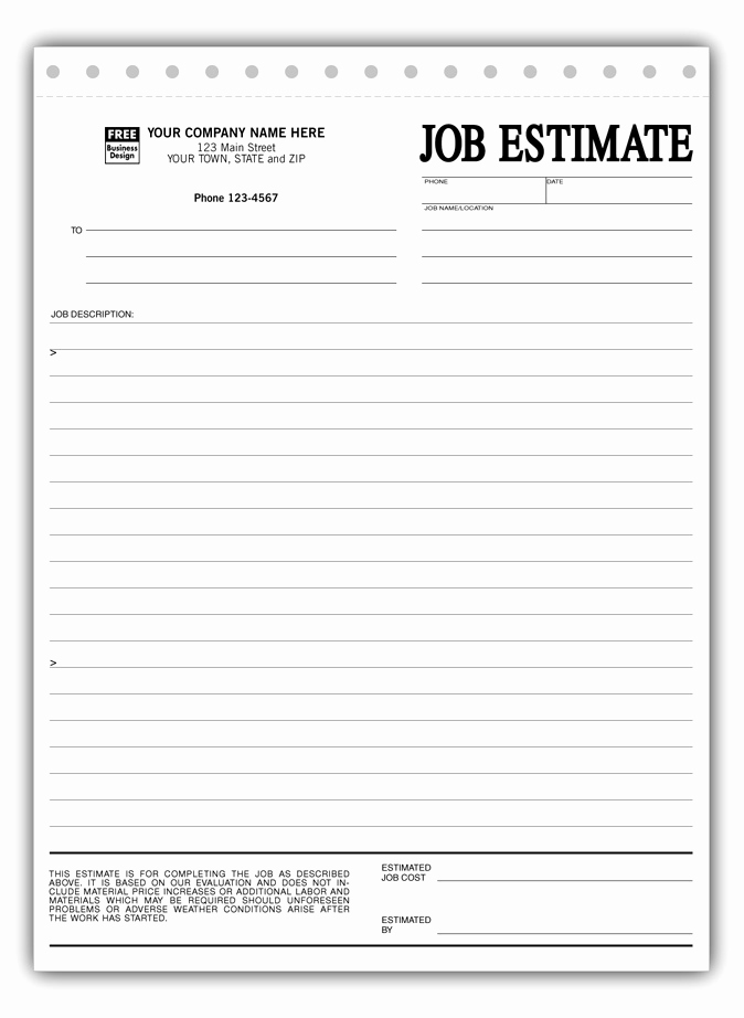 Free Printable Estimate forms Awesome Construction Estimate Template