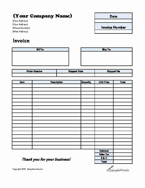 Free Printable Estimate forms Fresh Invoice Printable forms &amp; Templates