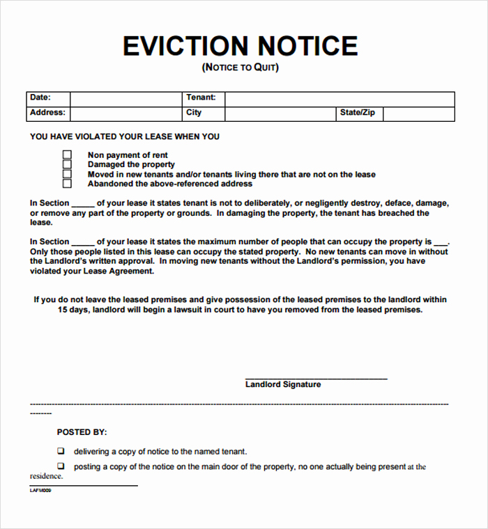 Free Printable Eviction Notice Fresh 12 Free Eviction Notice Templates for Download Designyep