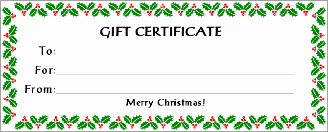 Free Printable Gift Certificate Templates Fresh Free Gift Certificate Holiday with 30 Kb Gif Free