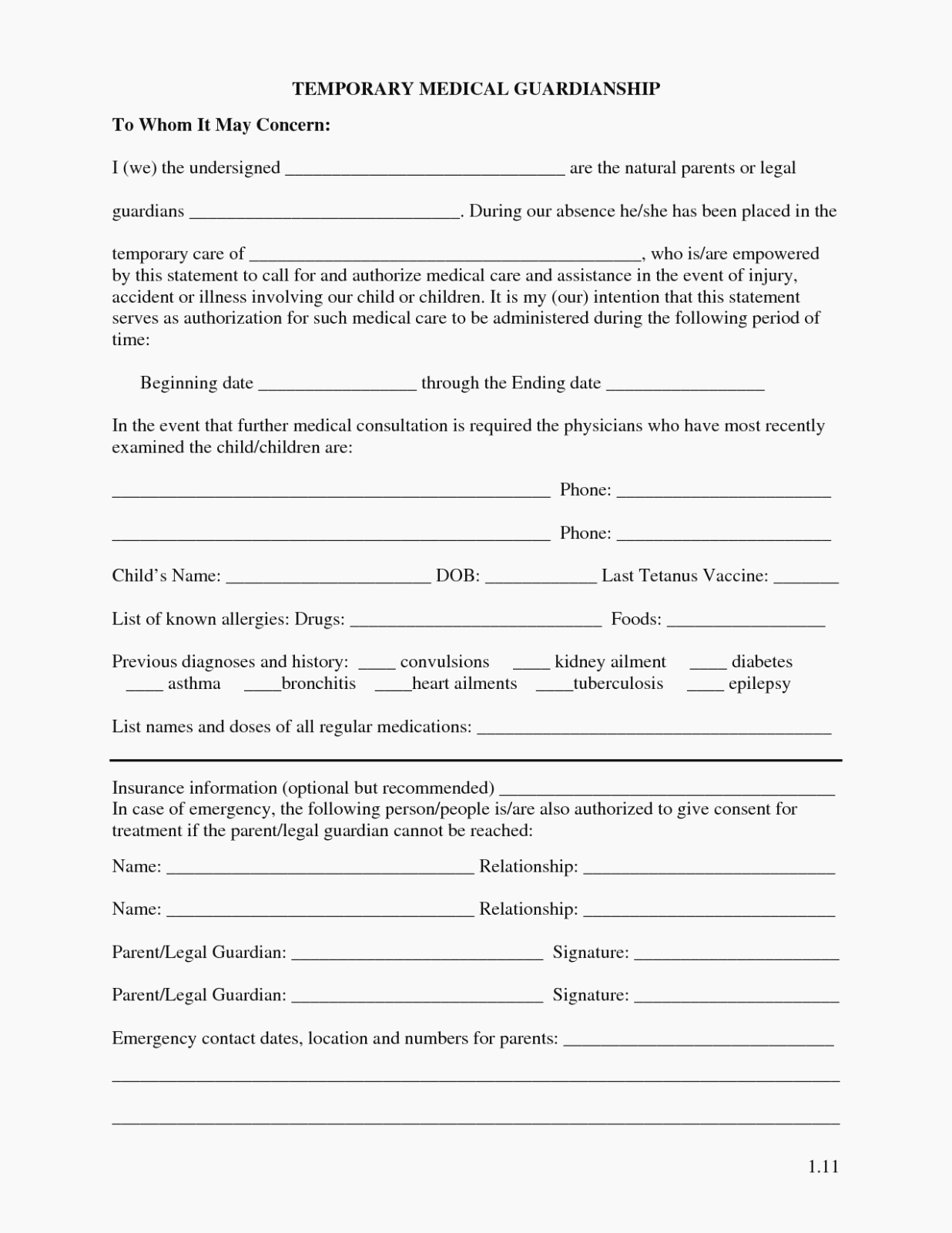 30 Free Printable Guardianship Forms Tate Publishing News