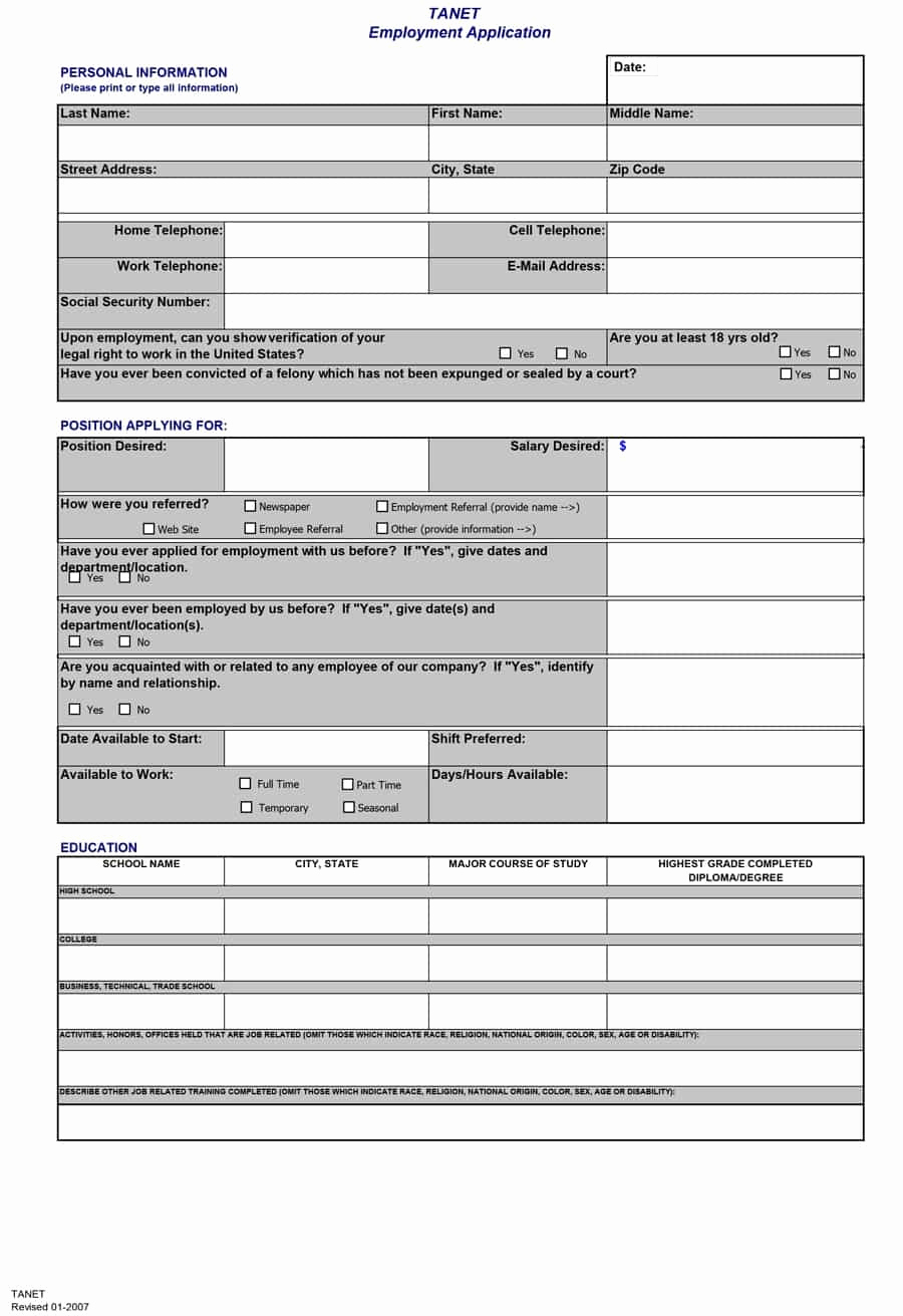 Free Printable Job Application Best Of 50 Free Employment Job Application form Templates