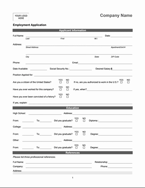 Free Printable Job Application New Employment Application Online