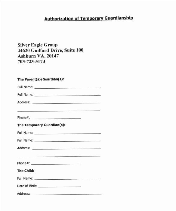 Free Printable Legal Guardianship forms Awesome 9 Temporary Guardianship form Templates to Download