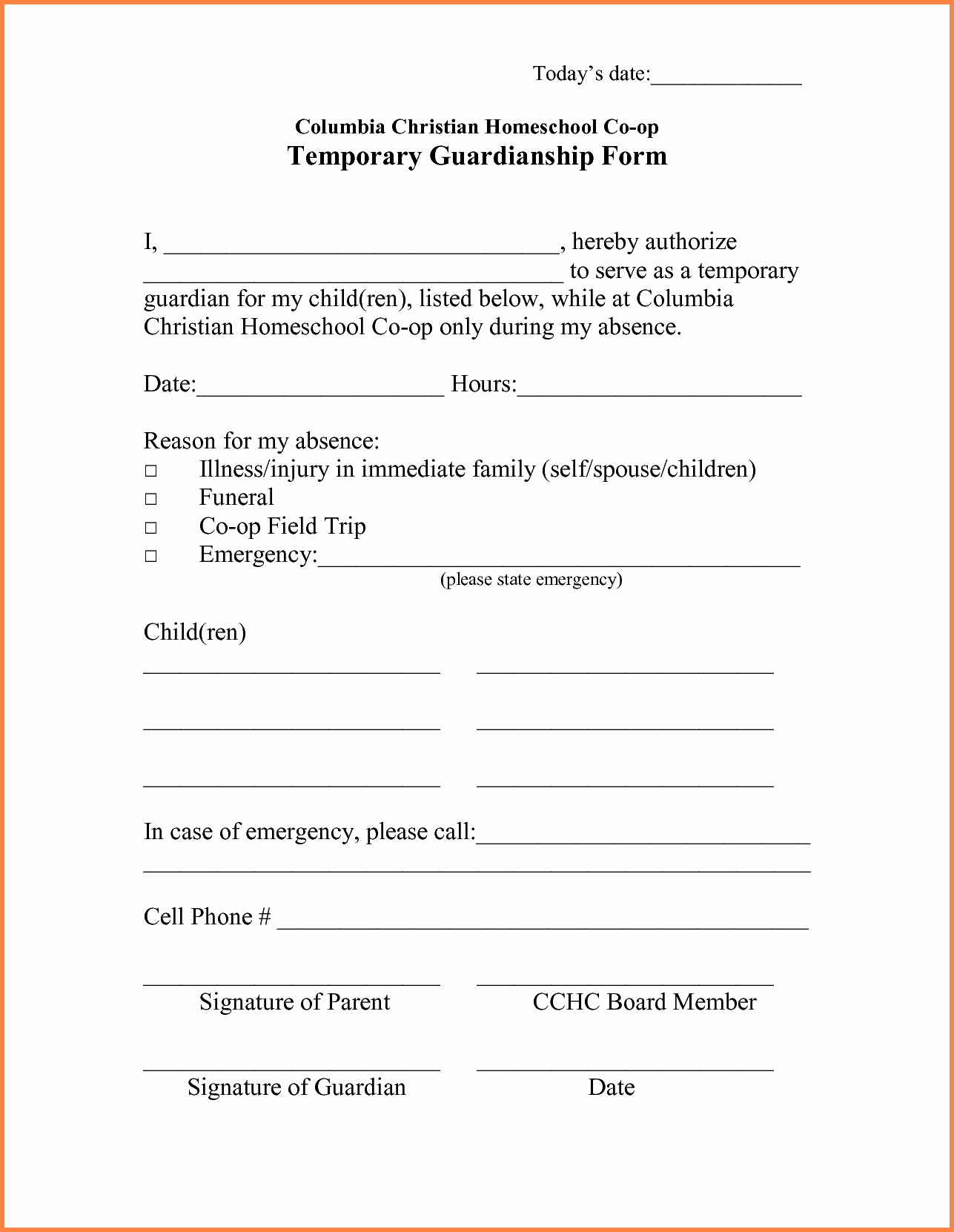 Free Printable Legal Guardianship forms Unique Temporary Child Custody Agreement form original Temporary