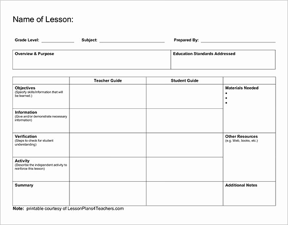 Free Printable Lesson Plan Template Fresh Lesson Plan Outline Templates 11 Free Sample Example