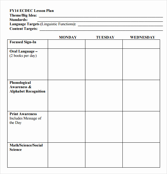 Free Printable Lesson Plan Template Lovely Sample Preschool Lesson Plan 10 Pdf Word formats