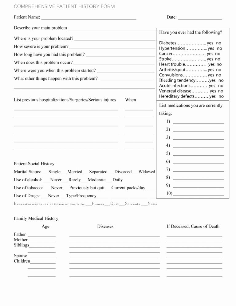 Free Printable Medical forms Awesome 67 Medical History forms [word Pdf] Printable Templates