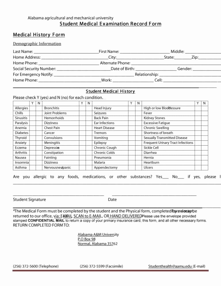 Free Printable Medical forms Beautiful 67 Medical History forms [word Pdf] Printable Templates