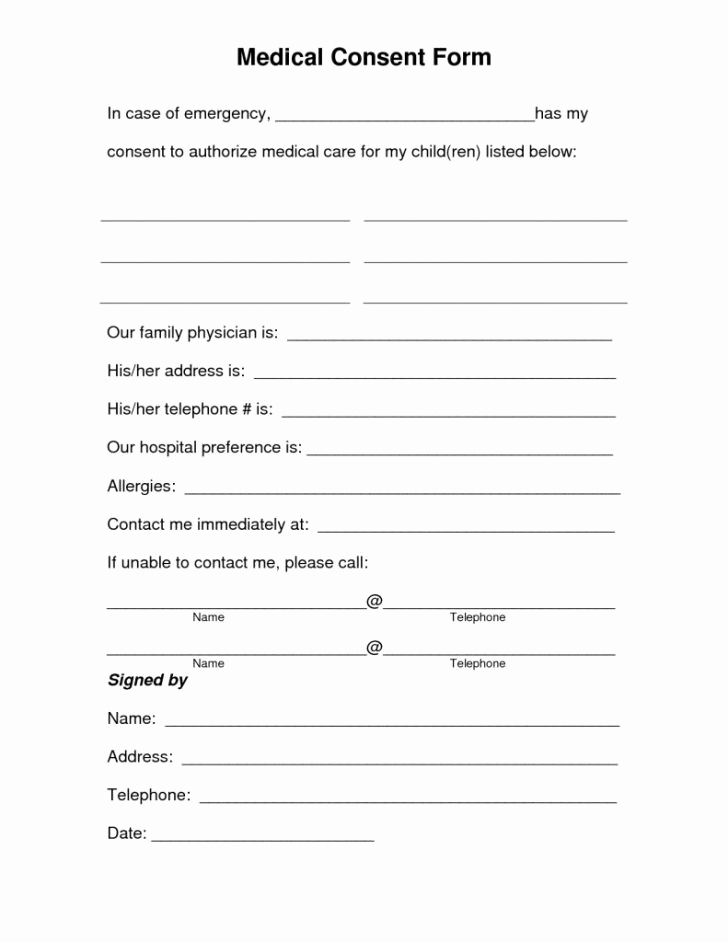 Free Printable Medical forms Elegant Free Printable Child Medical Consent form Letter Examples