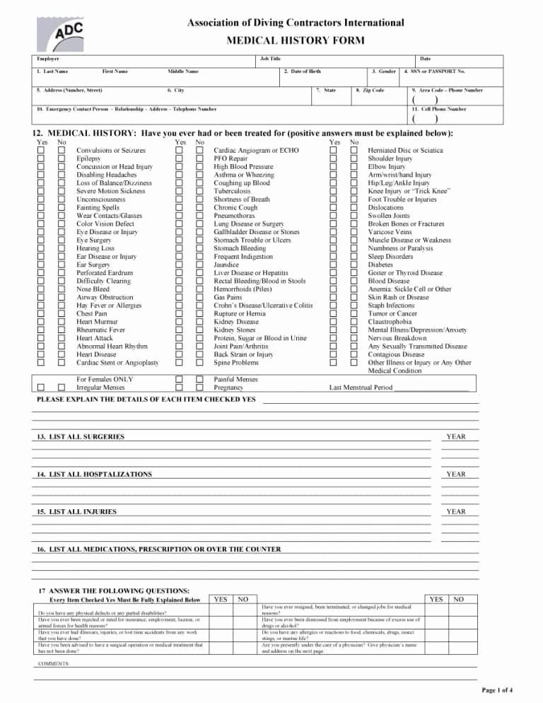 Free Printable Medical History forms Best Of 67 Medical History forms [word Pdf] Printable Templates