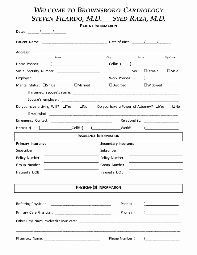 Free Printable Medical History forms Best Of New Patient forms New Patient Medical History