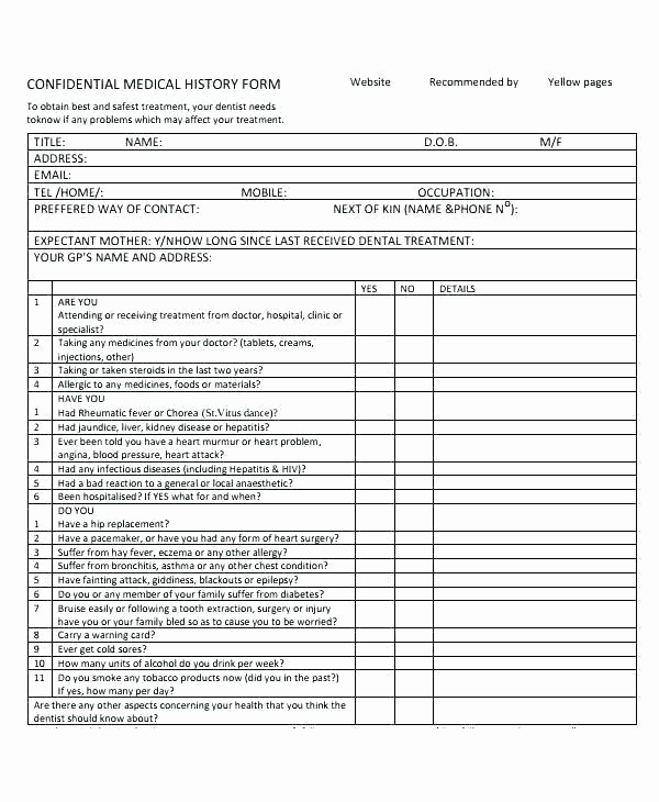 Free Printable Medical History forms New New Patient Health History form