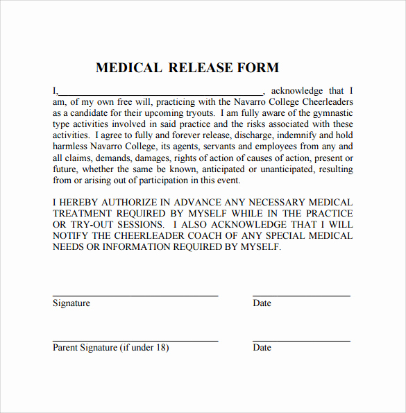 Free Printable Medical Release form Lovely Sample Medical Release form 10 Free Documents In Pdf Word
