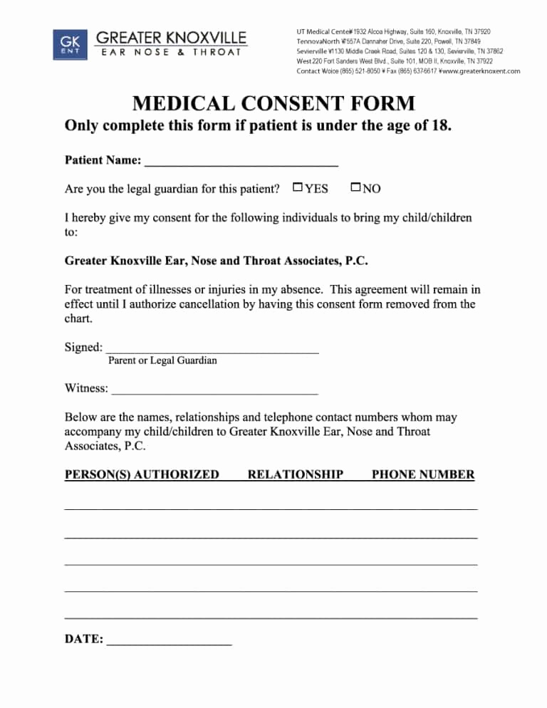 Free Printable Medical Release form Unique 45 Medical Consent forms Free Printable Templates