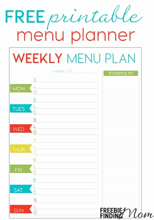 Free Printable Menu Templates Awesome Free Weekly Menu Planner Printable
