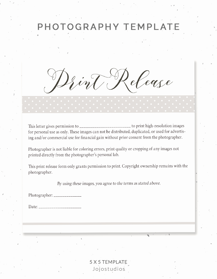 Free Printable Photo Release form Luxury Graphy Print Release form – Pr001
