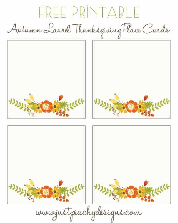 Free Printable Place Cards Lovely Just Peachy Designs Free Printable Thanksgiving Place Cards