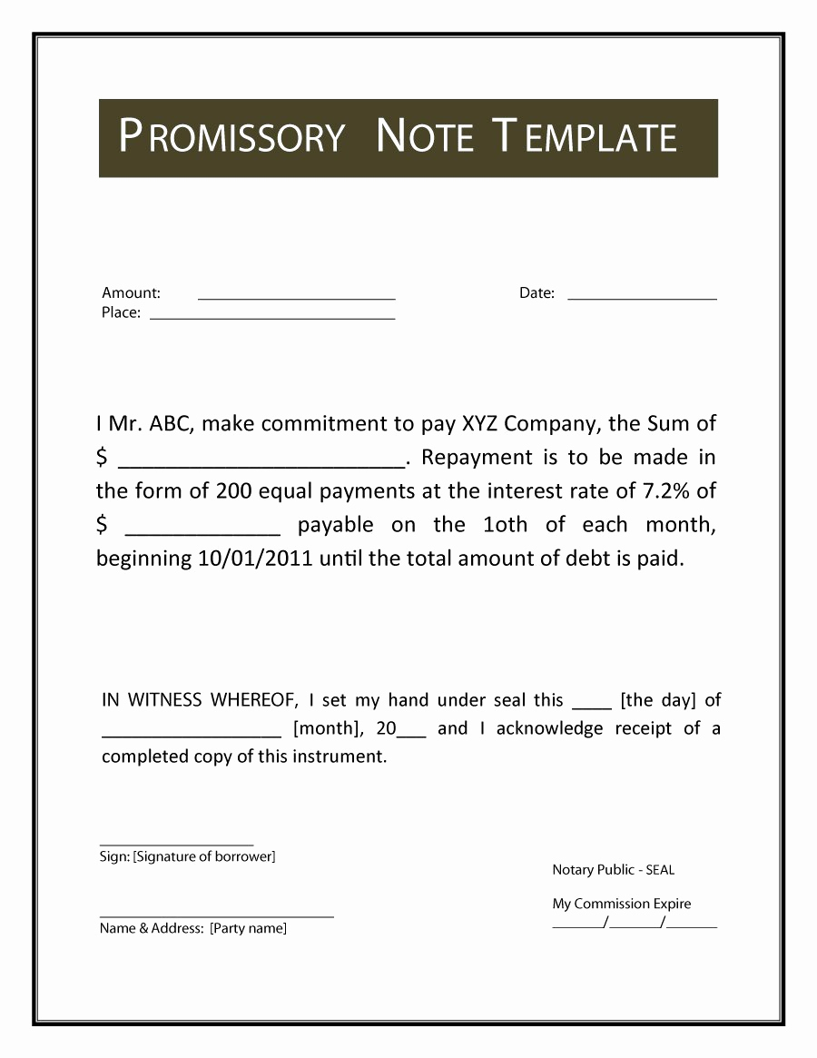 promissory note template