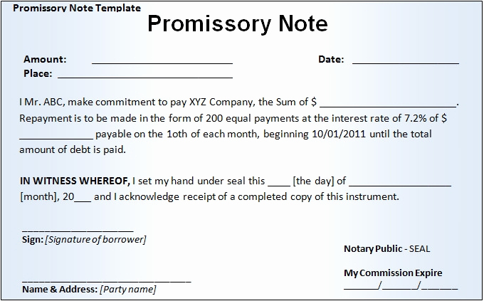 Free Printable Promissory Note Fresh 20 Promissory Note Templates Google Docs Ms Word