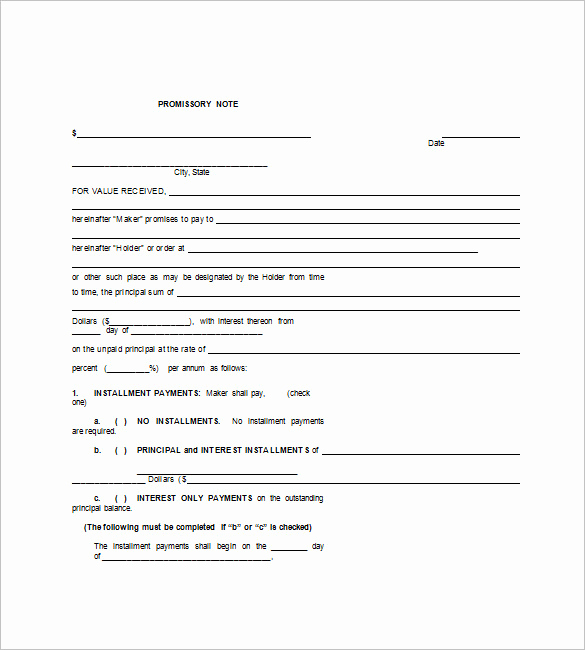 Free Printable Promissory Note Unique 7 Blank Promissory Note Free Sample Example format