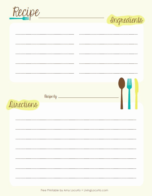 free printable recipe pages