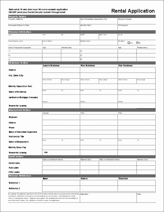 Free Printable Rental Application Awesome Free Rental Application form