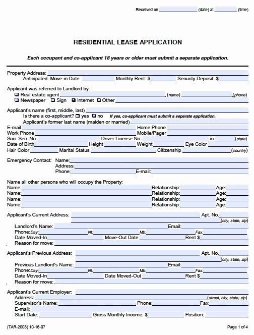 Free Printable Rental Application Elegant Printable Sample Rental Application form Pdf form