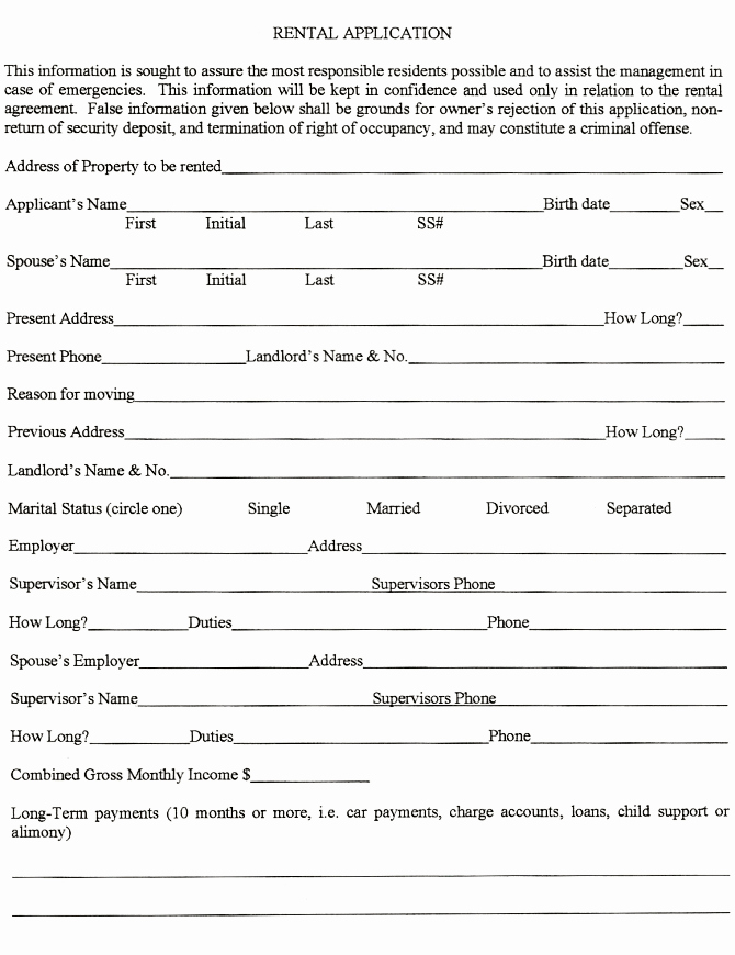 Free Printable Rental Application Luxury Printable Sample Rental Application Template form