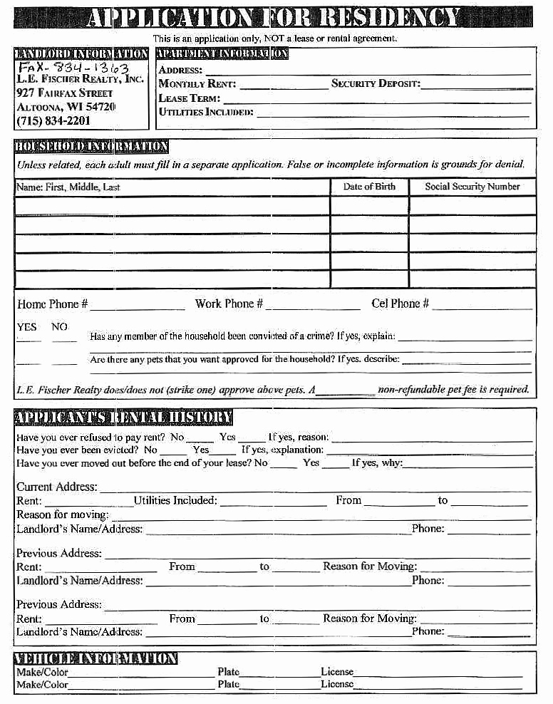 Free Printable Rental Application Unique Printable Sample Free Rental Application form form